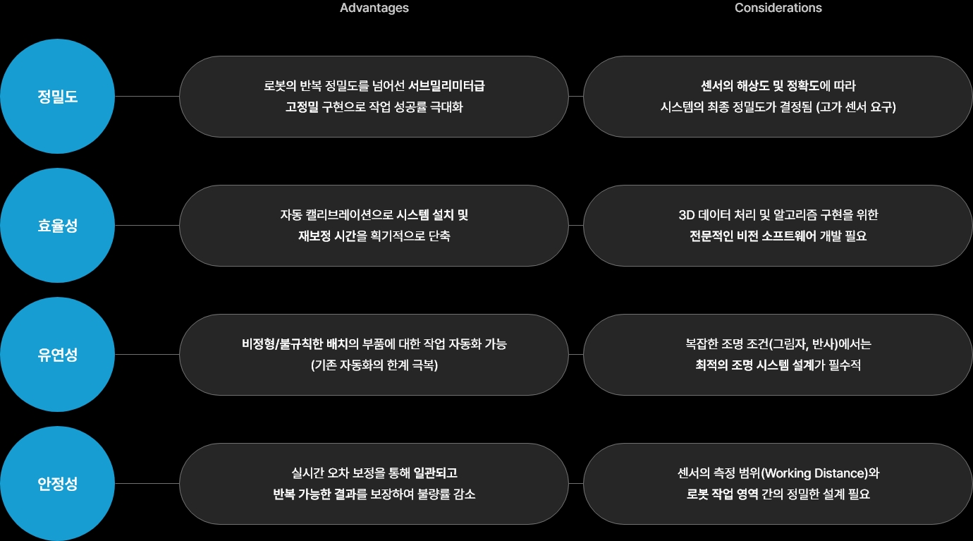 3D 비전 센서 장점 및 고려사항